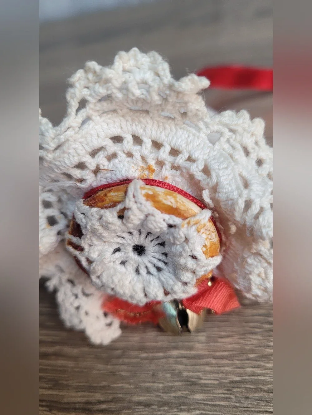 Vintage Whimsical Hand-Painted Bunny Rabbit Ornament W/ Lace Collar Farmhouse